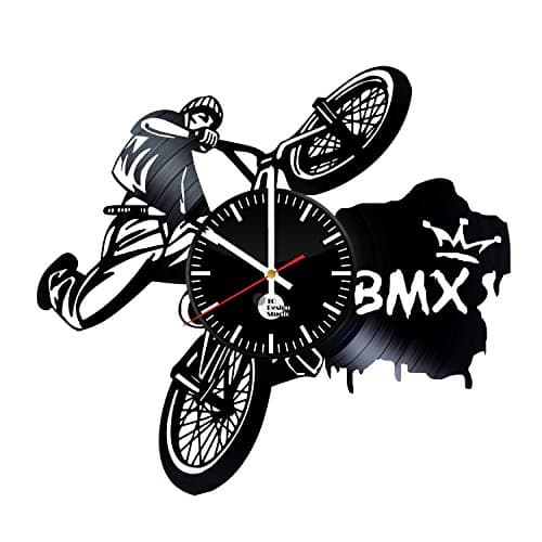 BMX Vinyl Record Wall Clock - Get unique garage room wall art décor - Gift ideas for kids, boy, father, adults – Unique comics art design - Leave us a feedback and win your custom clock