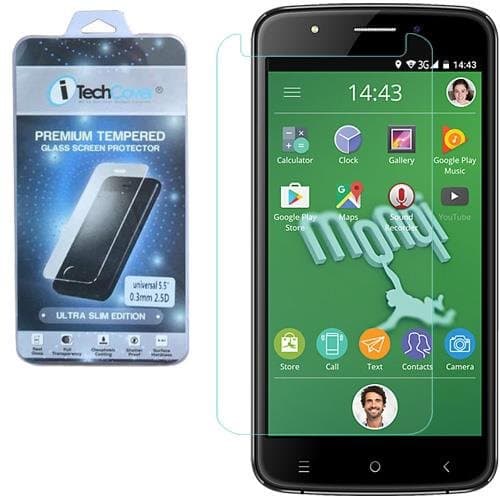 iTechCover® Glass Screen Protector compatible with Monki Kids Smartphon - Universal 5" Inch/Premium Tempered Glass Oleophobic Screen Guard/9H Hardness/Ultra Slim/Thickness 0.30mm