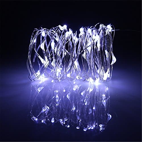 BUYERTIMEFairy String Lights 5M/16.4ft 50 LEDs, Battery AA Operated Silver Wire Fairy Lights for Indoor Bedroom Wedding Christmas Party Decoration (Cold White)