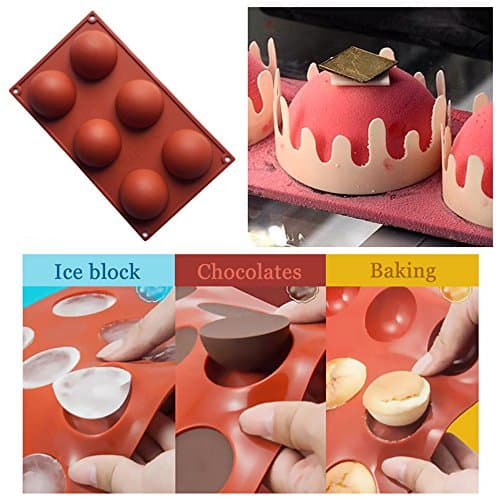 Cake Chocolate Cookie Silicone Mold Teacake Baking Tray Half Sphere DIY Mold Pan by Migomay (Brown)