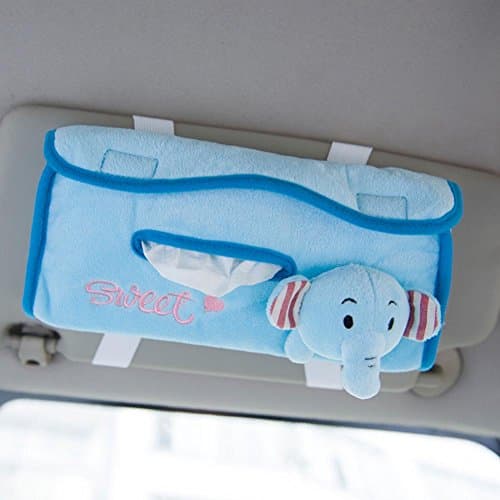 Cute Elephant Car Sun Visor Tissue Box Auto Accessories Handy Paper Napkin Clip