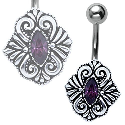 Elegant Byzantium Sheild Silver Belly Bar (8)