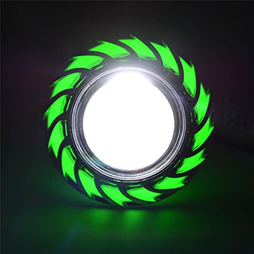 LyaAC CREE Angel Eyes Devil Eyes Hi/Low Beam LED Projector Headlight for Car Motorcycle EMY-01 (Green Halo)