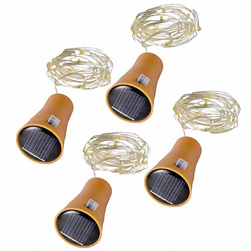 Proomi Solar Cork Lights for Empty Wine Bottles, 10 LED Waterproof Glass Bottles Stopper Lights String for Wedding Christmas, Outdoor, Holiday Season, Garden, Patio Pathway Decor(4 pcs,warm white)