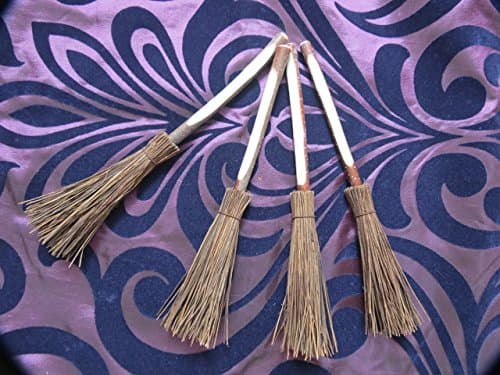 Besom broom (ref 77) Handmade with a natural handle & bristles. size 18cm - 20cm. Wiccan, Alter Witches broomstick. choice of ribbon. inscription option available.