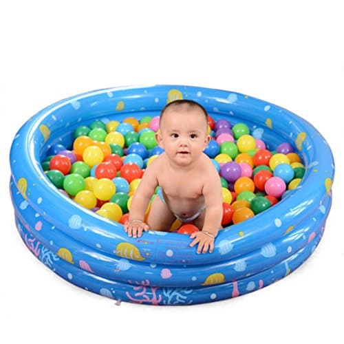 ♂️Kangrun Small Inflatable Pool Three-Ring Circular Multicolour Printed Swim Center Summer Indoor Outdoor Holiday Family Portable Kiddie Pool Children‘ ’Water Play Fun Backyard Toy 80*35 cm (Blue, 80*35cm)