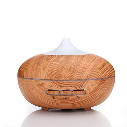 OUTUOU 300ML Essential Oil Diffuser Ultrasonic Cool Mist 220V Humidifier with Wood Grain Design for Office Room Spa (Oak)