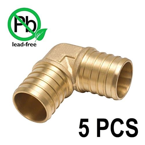 PEX 3/4" Barb Elbow 90 - Crimp Fitting, LEAD-FREE Bag of Brass / 5 / 0.75