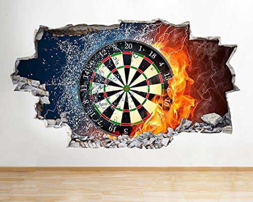 F478 Darts Game Board Fire Water Smashed Wall Decal 3D Art Stickers Vinyl RoomKids Bedroom Baby Nursery Cool Livingroom Hall Boys Girls