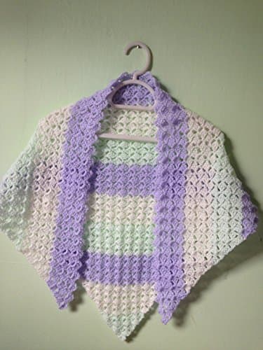 Light Purple, Green and White Crocheted Shawlette Wrap