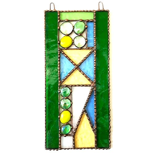 GREEN LIGHT Original Art Work, Stained Glass Panel, Sun Catcher, Gift, Decoration, Art, Britain, Glassware,