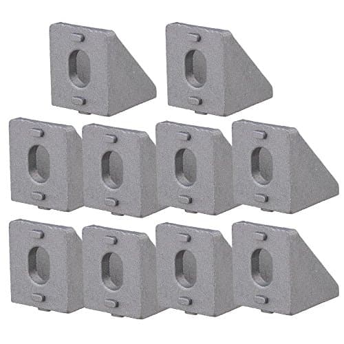 20x20mm Grey Aluminium 90 Degree Double Side L Shape Corner Brace Angle Bracket Pack of 10