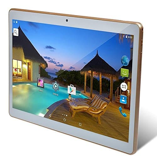 YELLYOUTH 3G Unlocked Tablet 10 inch with Android Quad Core 1GB RAM 16GB ROM HD IPS Screen Dual Sim Card Slot WIFI Bluetooth GPS Phone Call 10.1 Phablet PC (White)