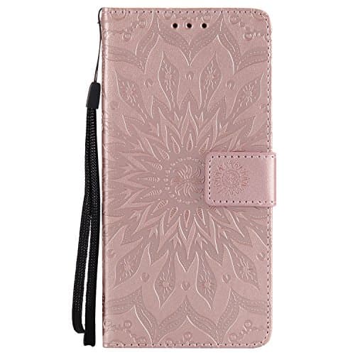 Huawei Mate10 Lite Case - High Quality Flip PU Leather Case Sun Embossed Pattern/Stent/Wallet/With Card Holder/Protection Case Cover for Huawei Mate10 Lite(Rose gold)