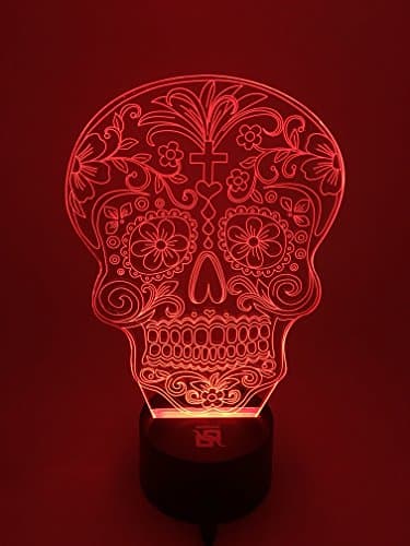 YOUQIZHI® 3D Optical Illusion Skull head Panel Model Lighting Night 7 Color Change USB Touch button LED Desk Table Light Lamp