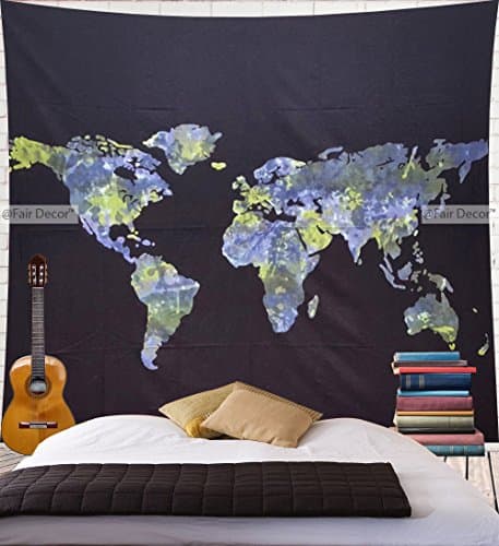 World Map Wall Tapestry Large Size 215 X 235 Cm Cotton Cloth Tapestry By Fairdecor