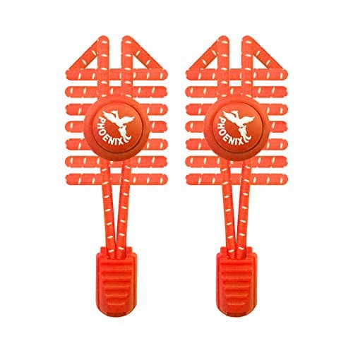 Phoenix Fit UK - No tie Elastic Lace System with lock - Easy to install in a range of colours. Great for runners, children, older generation & active lifestyles - 1 Pair (Sunburst Orange)