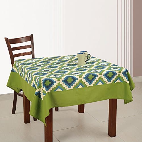 ShalinIndia Floral Printed Spring Square Tablecloths 54 x 54 Indian Home Décoration Cotton Decorative Table Cover 4 Seater