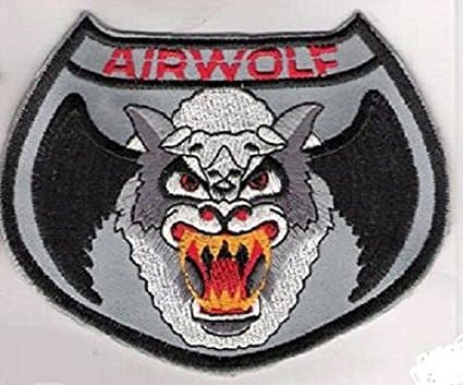 Airwolf Red Text Embroidered Badge Patch Sew-on or Iron-on 7.5cm x 11.5cm