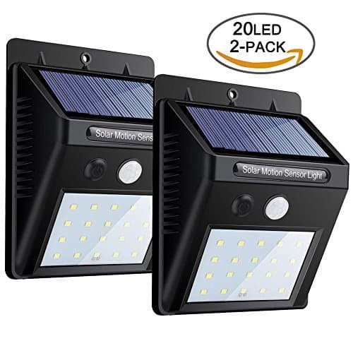 Wireless Solar Motion Sensor Light, Waterproof Security Lights with 20 LEDs, Security Wireless Outdoor Light for Deck, Yard, Garden, Driveway, Outside,Tree, Patio,Stairs, Pool Area (Steps -2 Pack)