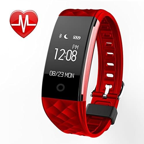 Smart Bracelet, Smartwatch Waterproof OLED Touchscreen Fitness Activity tracker for Android IOS step counter sleep analysis with pulse monitor Multiple movement mode Bike riding compatible (Red)