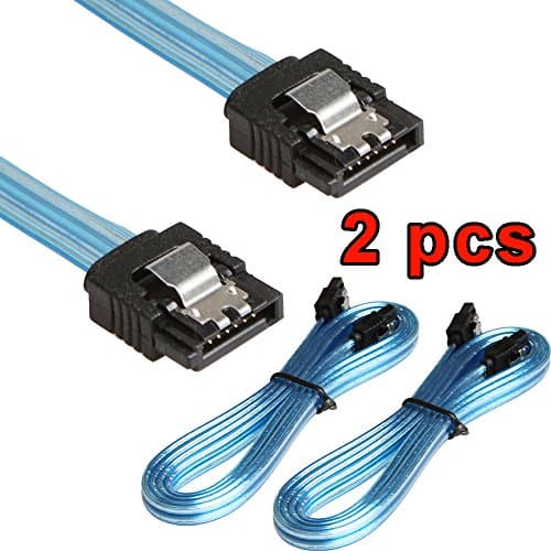 RELPER 2PCS 1M Serial ATA Sata 3.0 Hard Drive Data Cable Blue with Locking Latch for Hdd/SSD/DVD