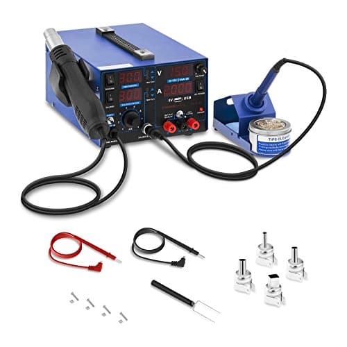 Stamos Soldering S-LS-22 BASIC Soldering Station Hot Air Rework Soldering Station (800 W, Temperature 200–500 °C, Soldering Iron Power 60 W, Hot Air Current 120 L/min)