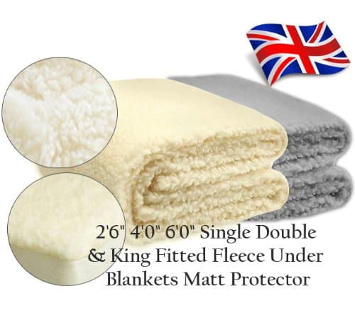 Fleeces Fitted Underblankets - 6 Sizes - 2 Colour UK Made (Cream, Bunk Bed Size)