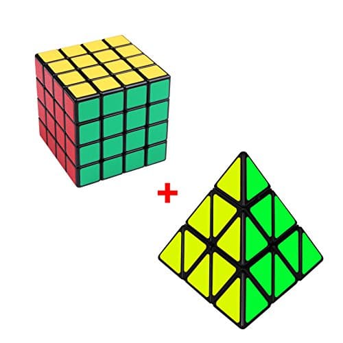 Genorth 2 Set Magic Cube, 4X4 Speed Cube Puzzle Cube,Great Entertainment For Adults and Kids(Triangle+ Square)