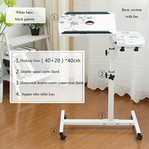 ERRU- laptop table 360º Rotating Laptop Table Height Adjustable /Laptop Computer Desk /Family Expenses Laptop Stand /Bedside Small Book Table/ OverBed Sofa Laptop Table (height 64-95cm) Notebook computer tables ( Color : A , Size : 1 )