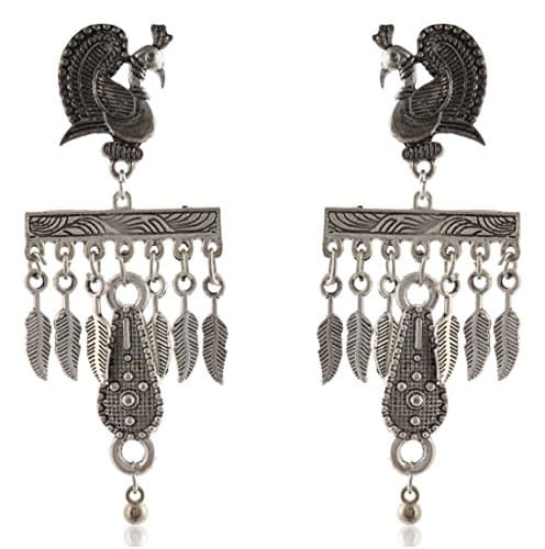 Modish Look Indian Wear Silver German Silver Dangle & Drop Earrings for Women (MLTR263)