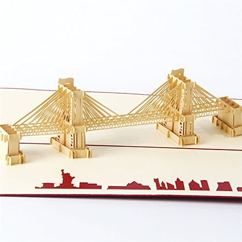 UNIQUEplus BROOKLYN BRIDGE Creative 3D Pop UP Greeting Kirigami Gift Cards for SOUVENIR, Anniversary, Wedding, Birthday, Couple, Mother's Day, Father's Day, Thank You