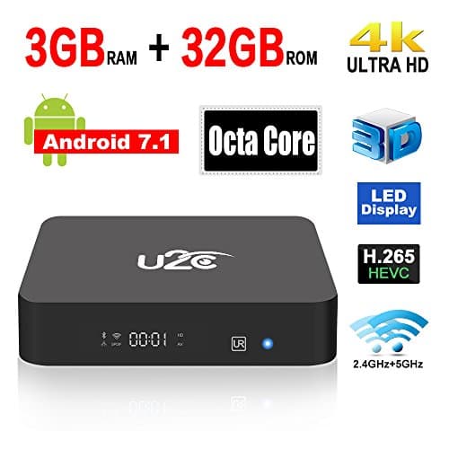 Android 7.1 TV Box U2C X Super Octa Core 3GB RAM 32GB ROM 64 Bit Smart TV Box Support 4K 3D H.265 Dual Band WiFi 2.4GHz/5GHz 2017 Model Media Player