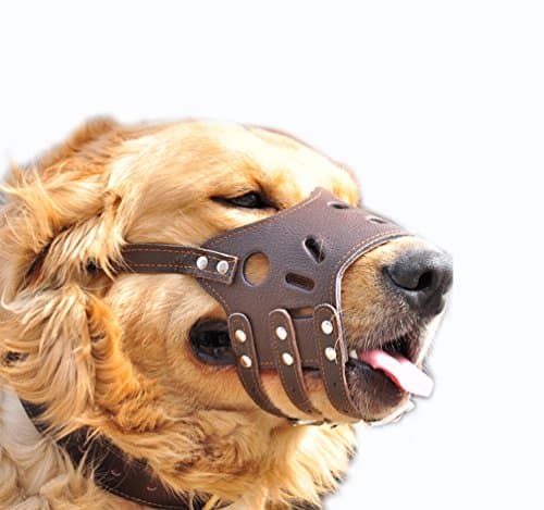 JeonbiuPet Adjustable Dog Muzzle Anti Bite Bark Allow Drink Soft Leather (XXL)