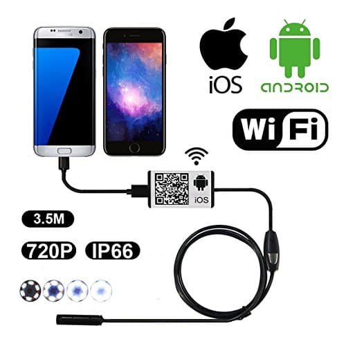 Firstwish Wifi Wireless Endoscope Inspection Camera OTG USB Borescope Waterproof Snake Camera Spy Android IOS 6 LEDS (3.5M)
