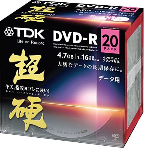 TDK DVD-R for data Super Hard series 4.7GB 1-16x White wide Inkjet printable 20pack 10mm case DR47HCPWC20A (Japan Import)