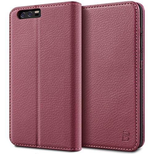 Huawei P10 Case - BEZ® Wallet Case for Huawei P10 Protective PU Leather Flip Cover with Credit Card Holders, Kick Stand, Money Pouch, Magnetic Closure, Pink