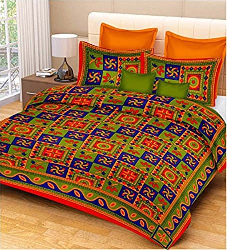 Premium Hand printed Long-Staple Combed Cotton Rich Extra Deep Luxurious Elegant Comfort Bed Sheets Wrinkle Resistant Luxury 1-Piece Bed Sheet Set & 2 Pillowcases - 120 Thread Count Egyptian Quality