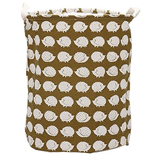 Folding Cylindric Waterproof Coating Canvas Fabric Laundry Hamper Storage Basket with Drawstring Cover