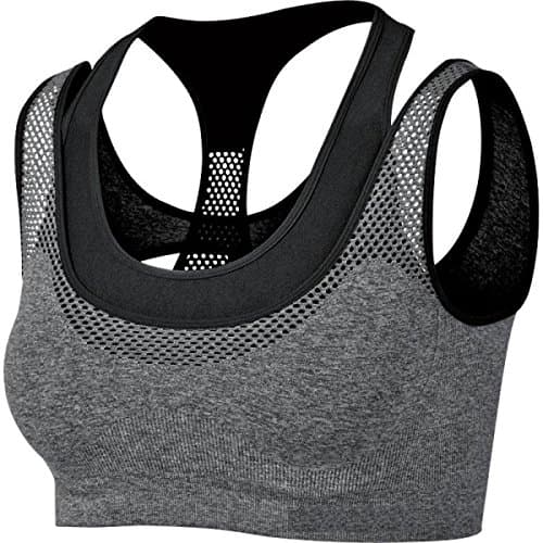 JFIN Women's Pullover Bra Microfiber Wicks Pro Classic Padded Fluorescent Color Pro Indy,Grey-S
