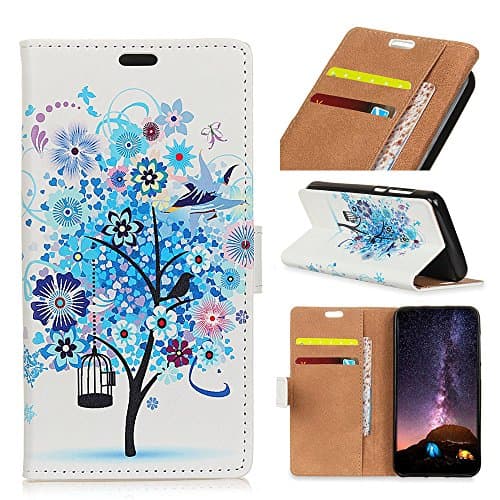 Ensyu PU Leather Folio Inner Flip Wallet Stand Book Case Cover Protective Pouch Pocket Phone Skin Shell Bag Bumper with Card Slots and Magnetic Closure for Nokia 6 2018