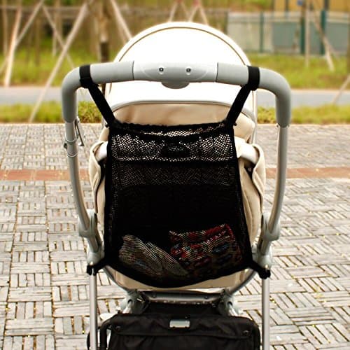 Stroller bag , Fushop mesh net organizer for baby strollers , stroller cargo net(black)