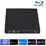 External Blu-ray Drives, External blu-ray DVD Drive for PC Computer USB 2.0blu-ray DVD CD Drive/BD - ROM, Support Super-Laptop Desktop Notebook PC (Black)