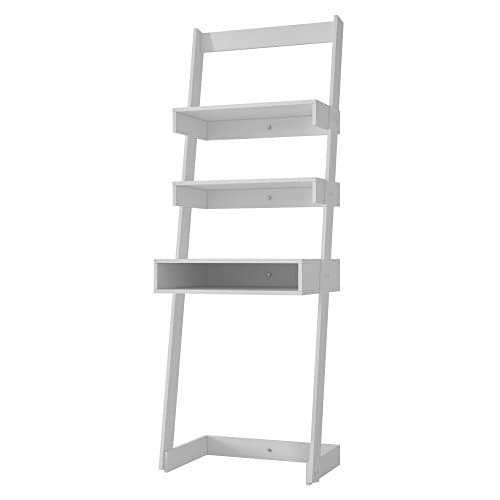 Ladder Bookcase in White with Brackets