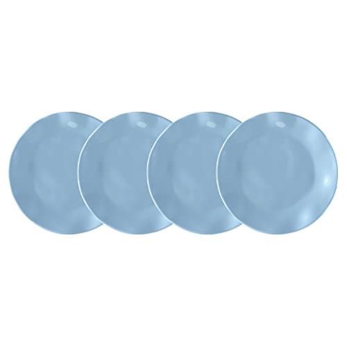 Q Squared Ruffle Melamine Appetizer Plate, 5-1/2-Inches, Set of 4, Mist Blue