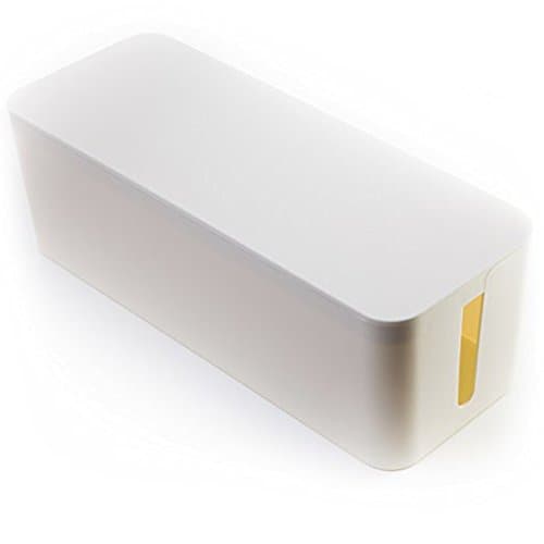 Hever Cable Management Box Organizer - Storage for Desk, TV, Computer, & USB Hub - System to Cover and Hide, Power Strips, Surge Protector, & Cords +2 Wire Ties