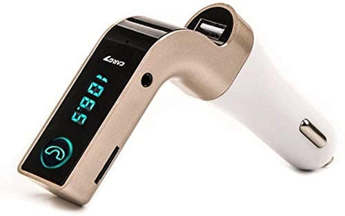 Yumato CG7 Bluetooth FM Transmitter Universal Wireless in-Car FM Adapter Car Kit with Hand Free Call Compatible with All Android, iOS & Windows Device (Assorted Colour)