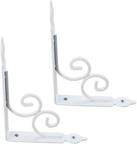 lqgpsx Decorative Shelf Bracket, 2 Pack All-in-1 Cast Iron Heavy Duty Corner Brackets Garden Pots Hooks Mail Box Bracket Wall Hanging with Screws