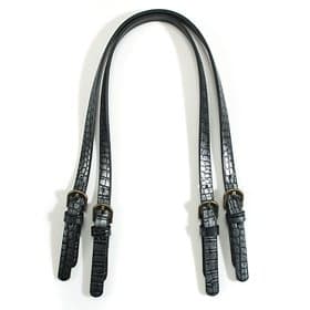 byhands Genuine Leather Purse Handles/Bag Strap, Crocodile Pattern, Black, 28" (30-5505)