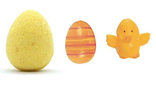 Easter Egg Bath Bomb with Surprise Toy Inside for Kids - Large Jumbo Lush Yellow 8 Ounces Natural Premium Shea Butter Bath Fizzy Basket